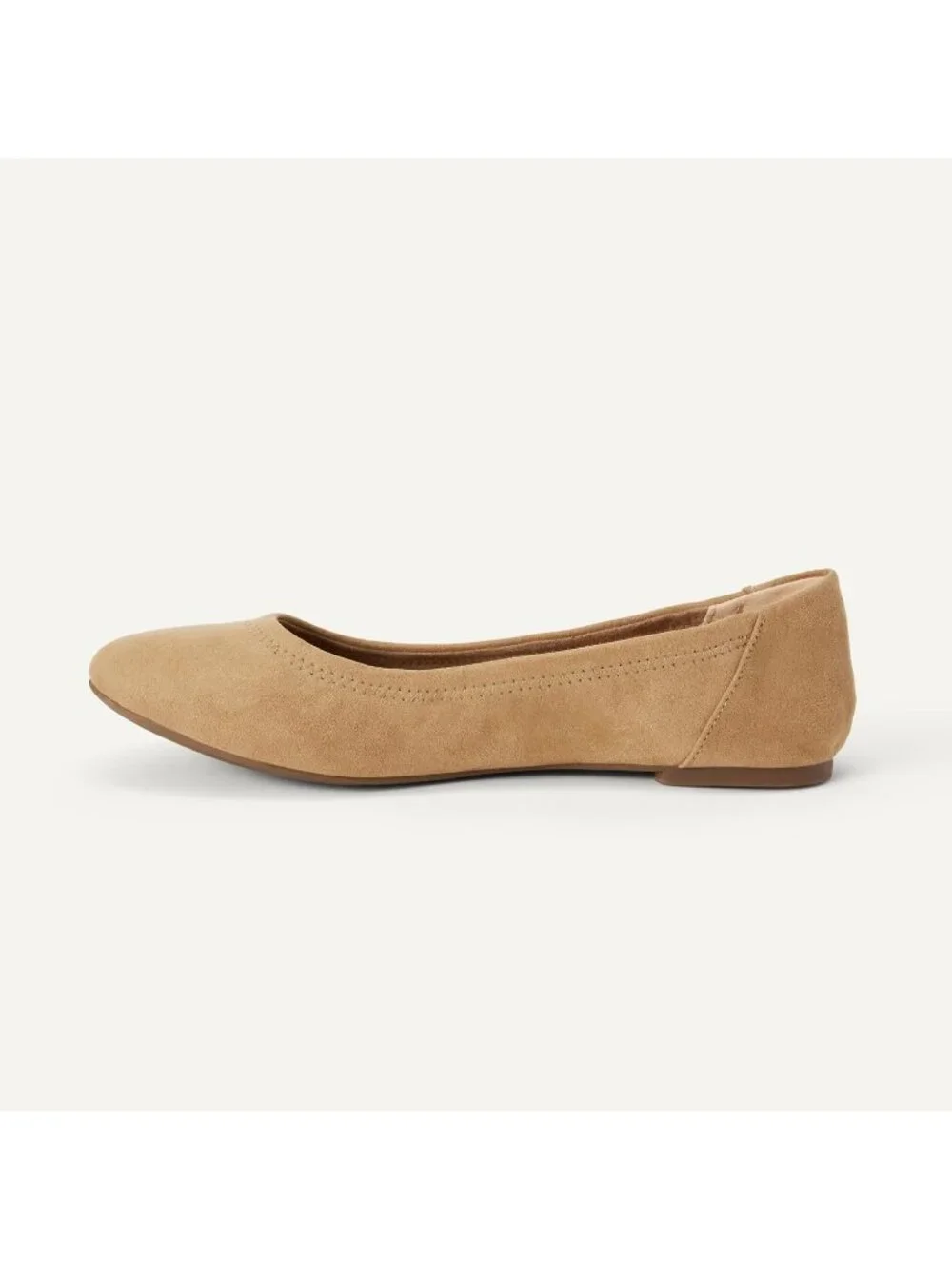 Amazon Essential Womens Tan Microsuede Synthetic Comfortable Slip On Ballet Flat